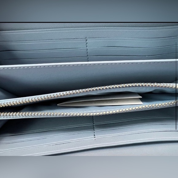 Coach Long Zip Around Wallet In Signature Canvas Sv/Khaki/Waterfall - Picture 7 of 8